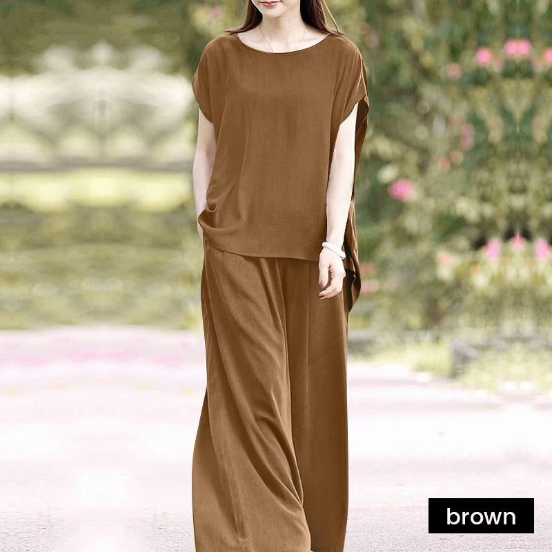 đŸ”¥Solid Color Casual Wide-leg Pants Set