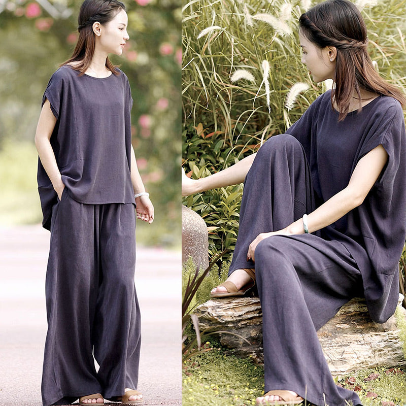 đŸ”¥Solid Color Casual Wide-leg Pants Set