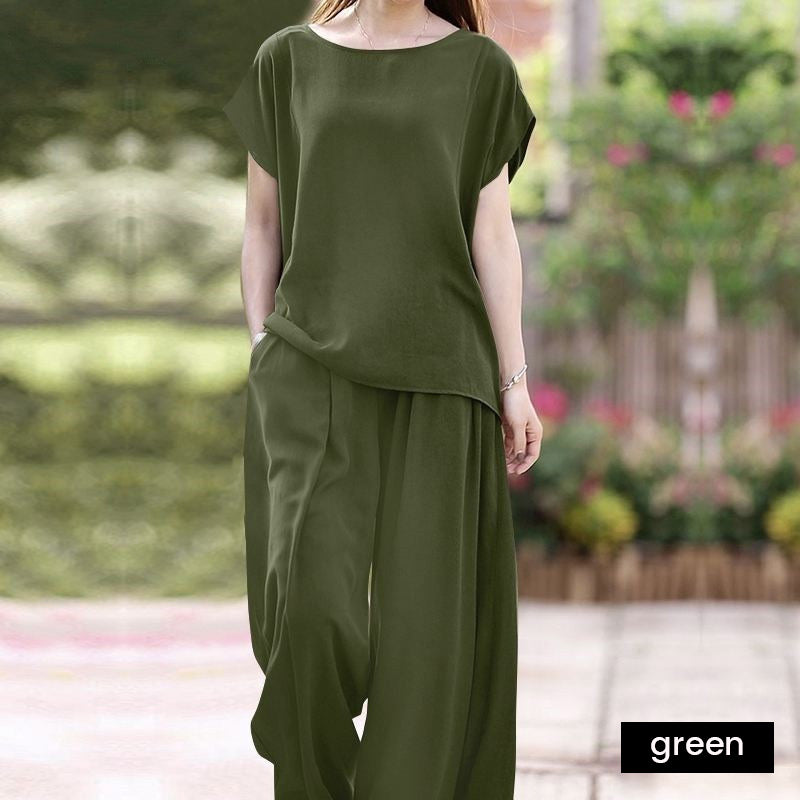 đŸ”¥Solid Color Casual Wide-leg Pants Set