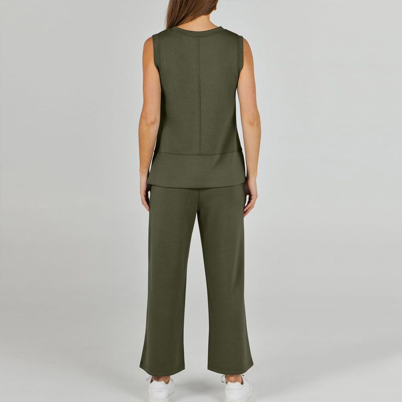 Women’s Sleeveless Slit Hem Wide-leg Casual 2-piece Set