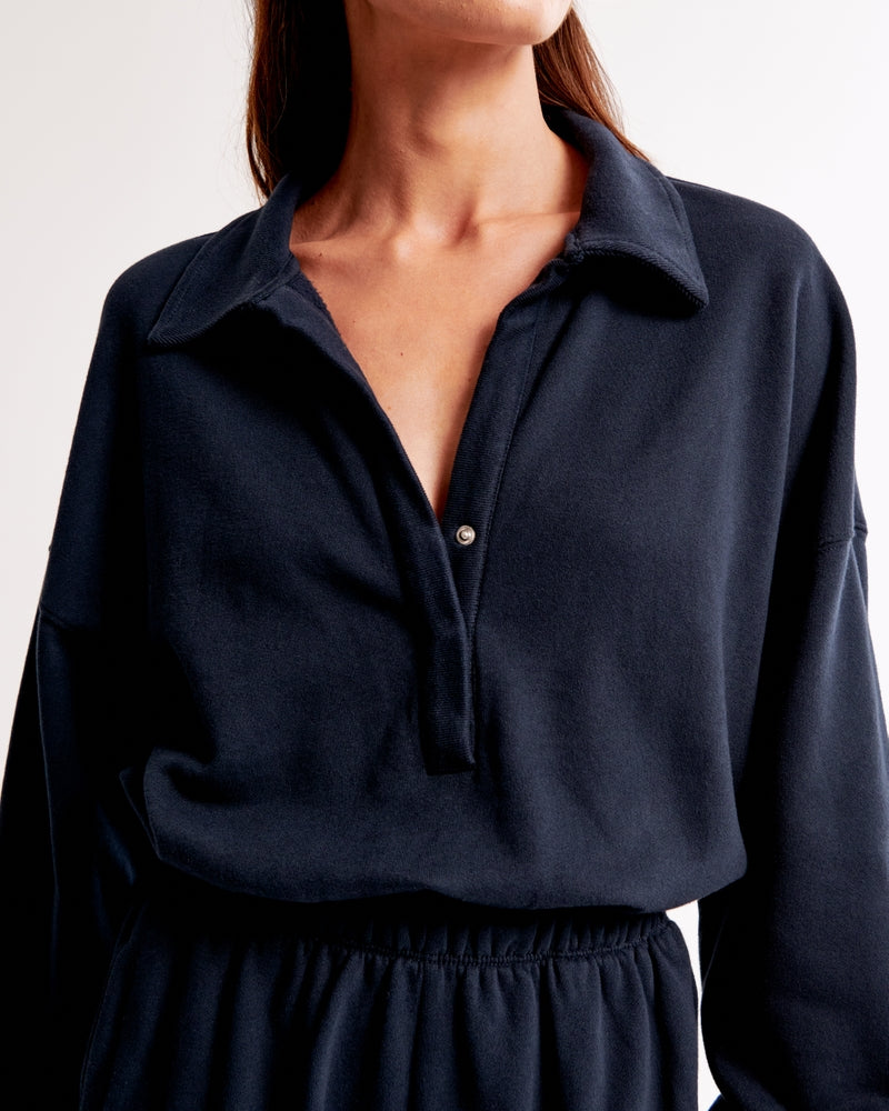 Long-Sleeve Polo Fleece Romper(BUY 2 FREE SHIPPING)