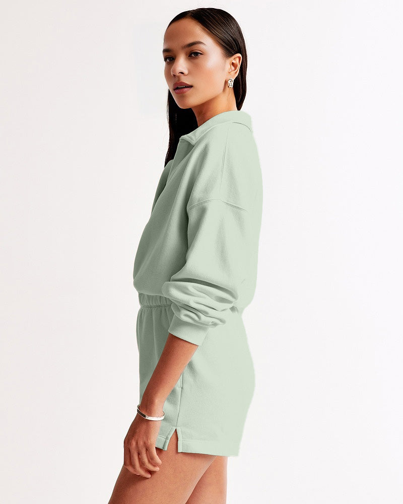 Long-Sleeve Polo Fleece Romper(BUY 2 FREE SHIPPING)