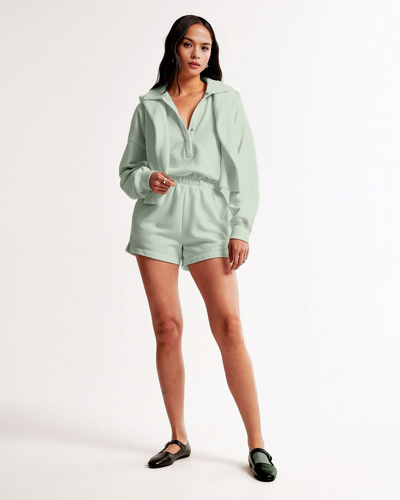 Long-Sleeve Polo Fleece Romper(BUY 2 FREE SHIPPING)