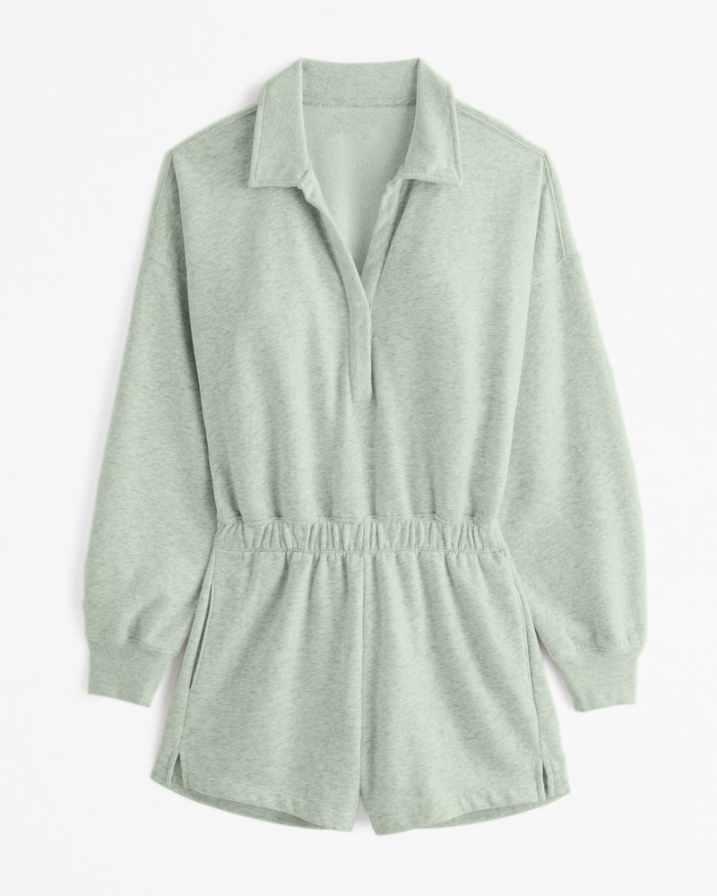 Long-Sleeve Polo Fleece Romper(BUY 2 FREE SHIPPING)
