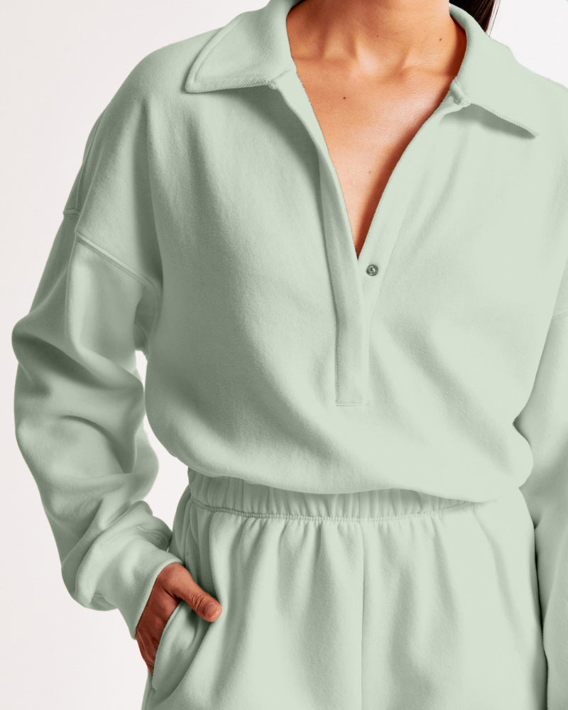 Long-Sleeve Polo Fleece Romper(BUY 2 FREE SHIPPING)