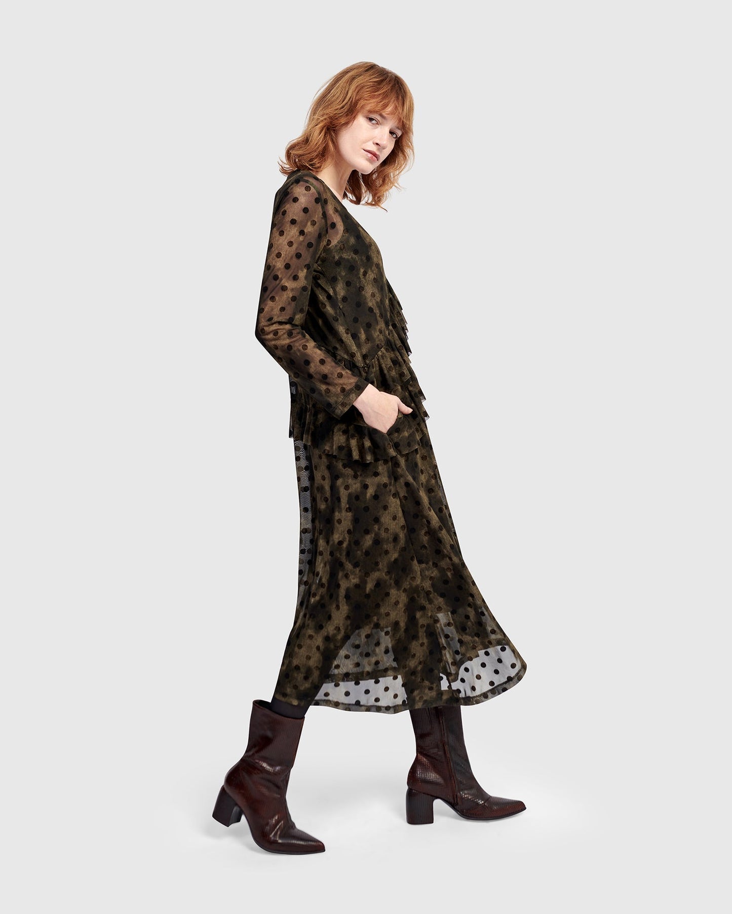 Urban Sprig Mesh Dress, Antique