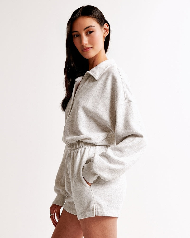 Long-Sleeve Polo Fleece Romper(BUY 2 FREE SHIPPING)